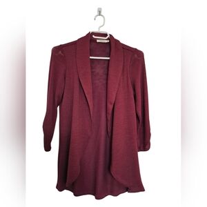 Burgundy Open Front Cardigan